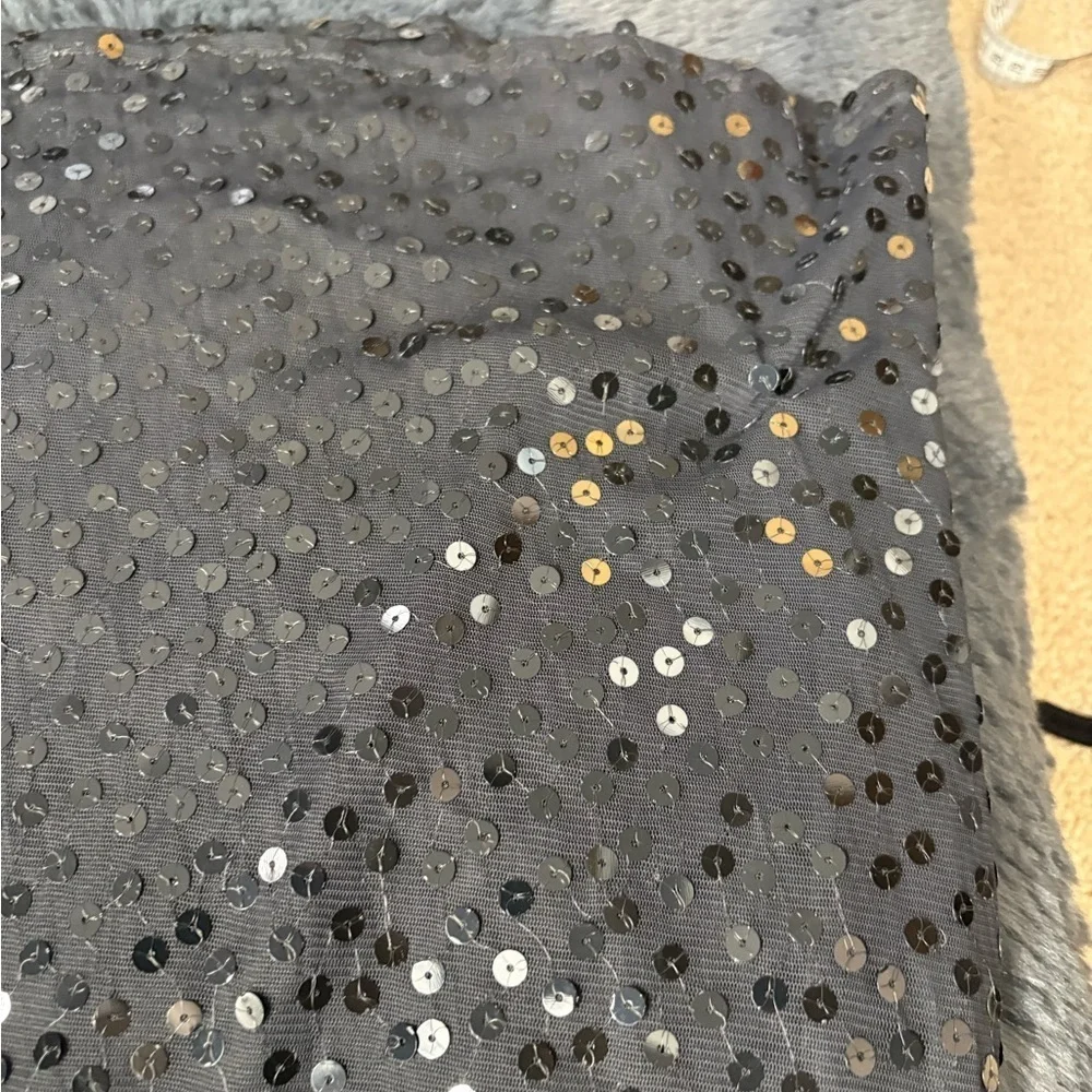 Vintage Y2K 2000s edgy cocktail boho disco sequin midi black skirt size 25